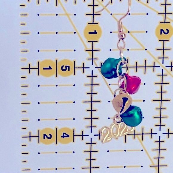 New 2023 or 2024 Prom Graduation New Year’s Eve Jingle Bells Handmade Earrings - Picture 4 of 4